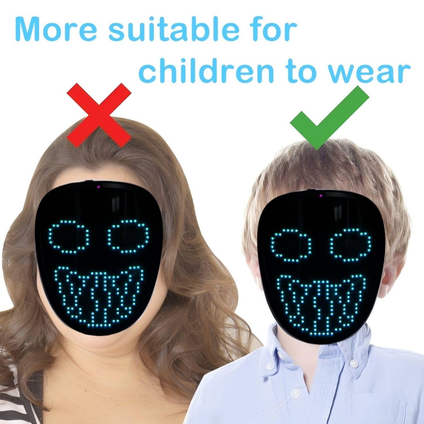 YXYaoZhengYiGeYi LED Mask for Kids, Light Up LED Face Cool Mask with Gesture Sensing Transforming for Halloween Costume Cosplay Party Masquerade
