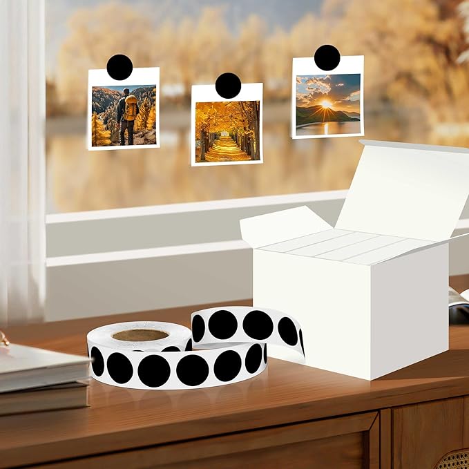 0.75 Inch 4Rolls 4000pcs Colorful Dots Sealing Stickers,3/4"Round Permanent Adhesive Color Coding Labels,Black Dots Stickers for Home Decorative, Storage Bins, Moving Containers & Organization