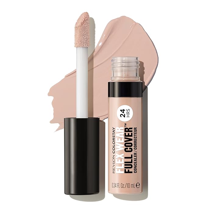 Revlon ColorStay Flex Wear, Full Cover Non-Creasing Concealer, Infused with Hyaluronic Acid & Vitamin E, Flexible Longwear, 010 Vanilla, 0.34 Fl Oz