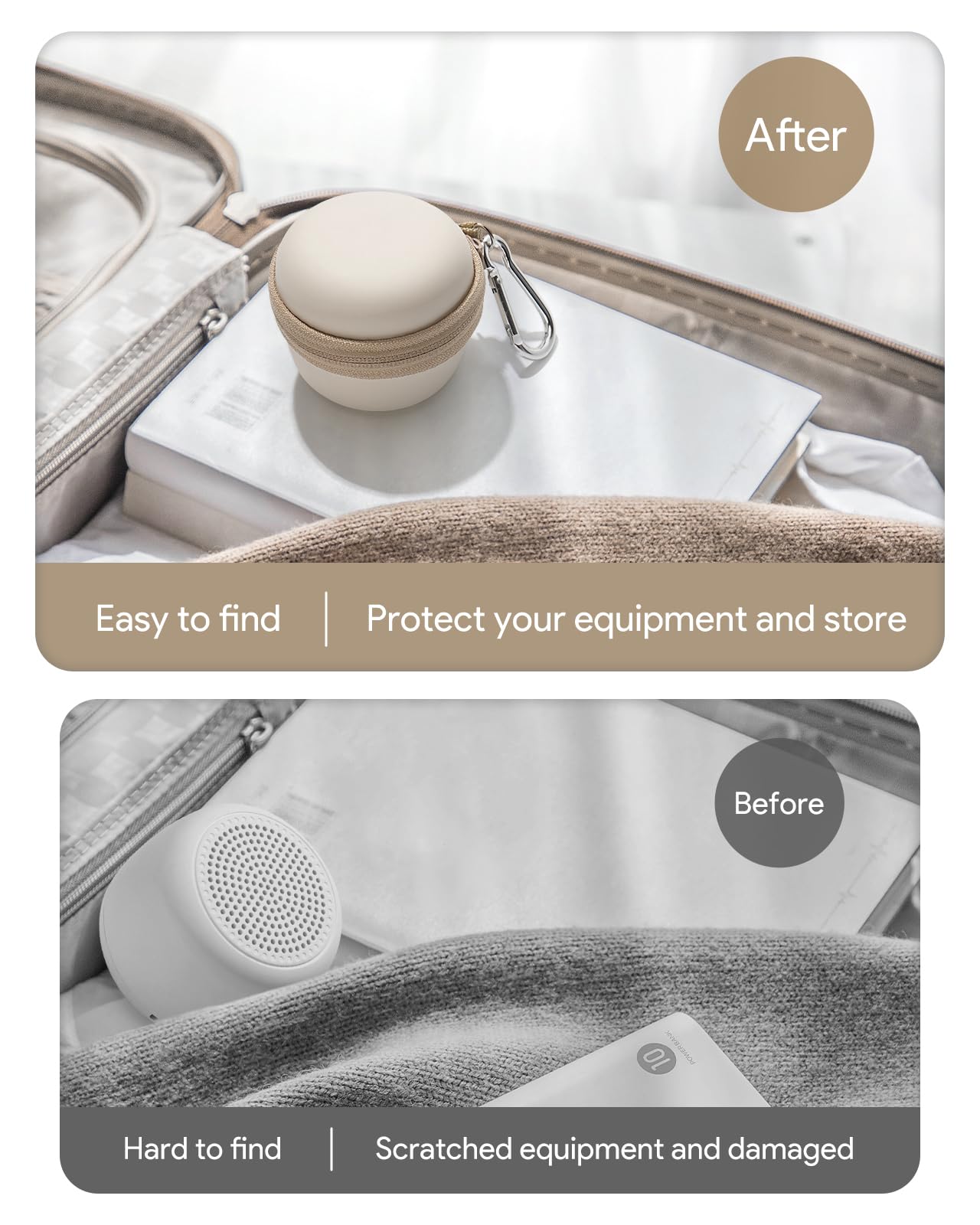 Carrying Case for Babelio White Noise Machine, Mini Sound Machine Protective Compact Traveling Storage Bag, Scratches Shockproof Waterproof (Only Case) (Beige, S)