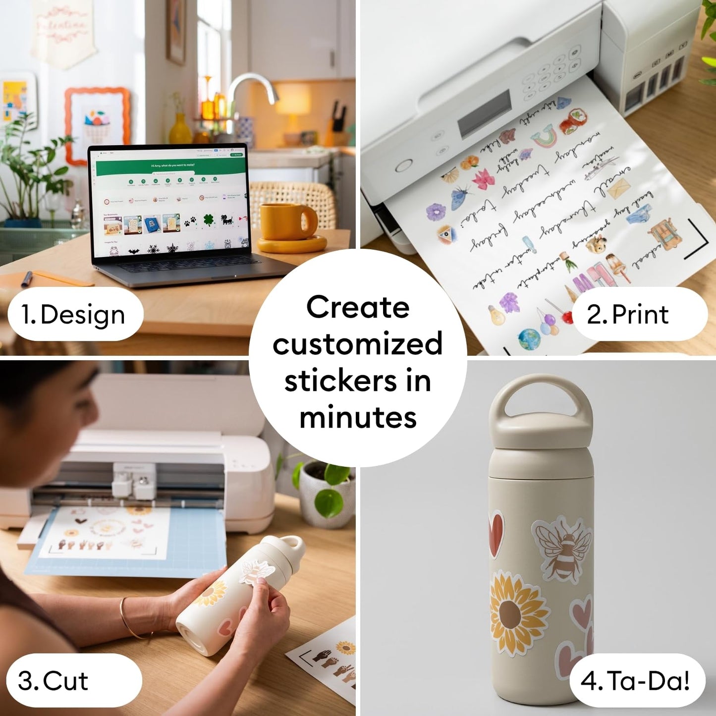Cricut Maker 4 Sticker Making Bundle - Print Then Cut Machine with Waterproof Sticker Paper, Vinyl & Tools for Custom Stickers & Small Business