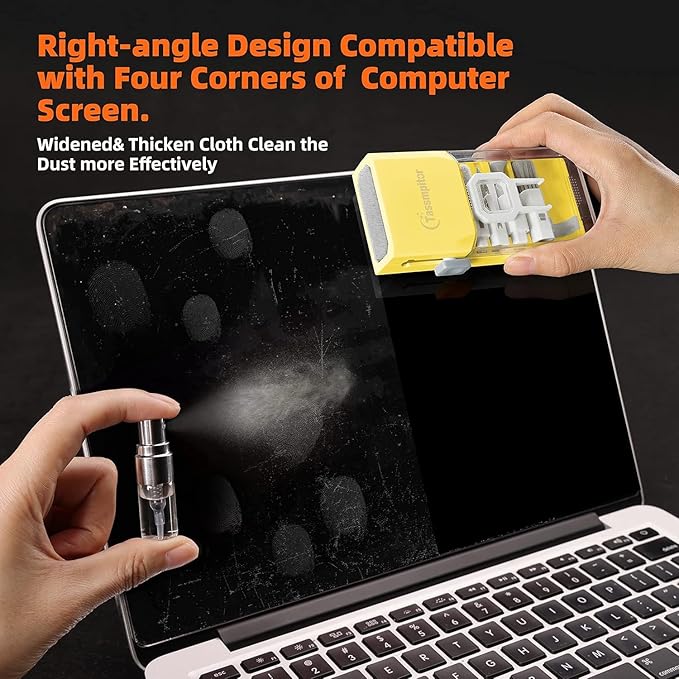 Laptop Screen Keyboard Cleaner Kit, All in 1 Electronics Cleaning Tool for MacBook iPad iPhone Pro Cell Phone, Brush Tool for Tablet, Computer, PC Monitor,TV Camera Lens with Patent, Yellow