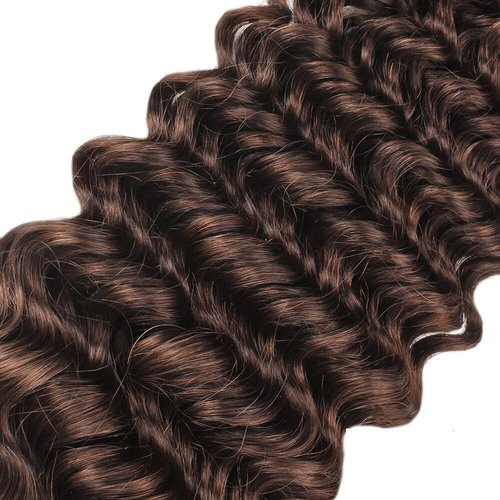 Giginger Bundles Human Hair 16 18 20 Inch Chocolate Color 4 Deep Wave Human Hair Bundles Deep Curly Unprocessed Quick Weave Soft Sewn In Hair Extensions for Black Women
