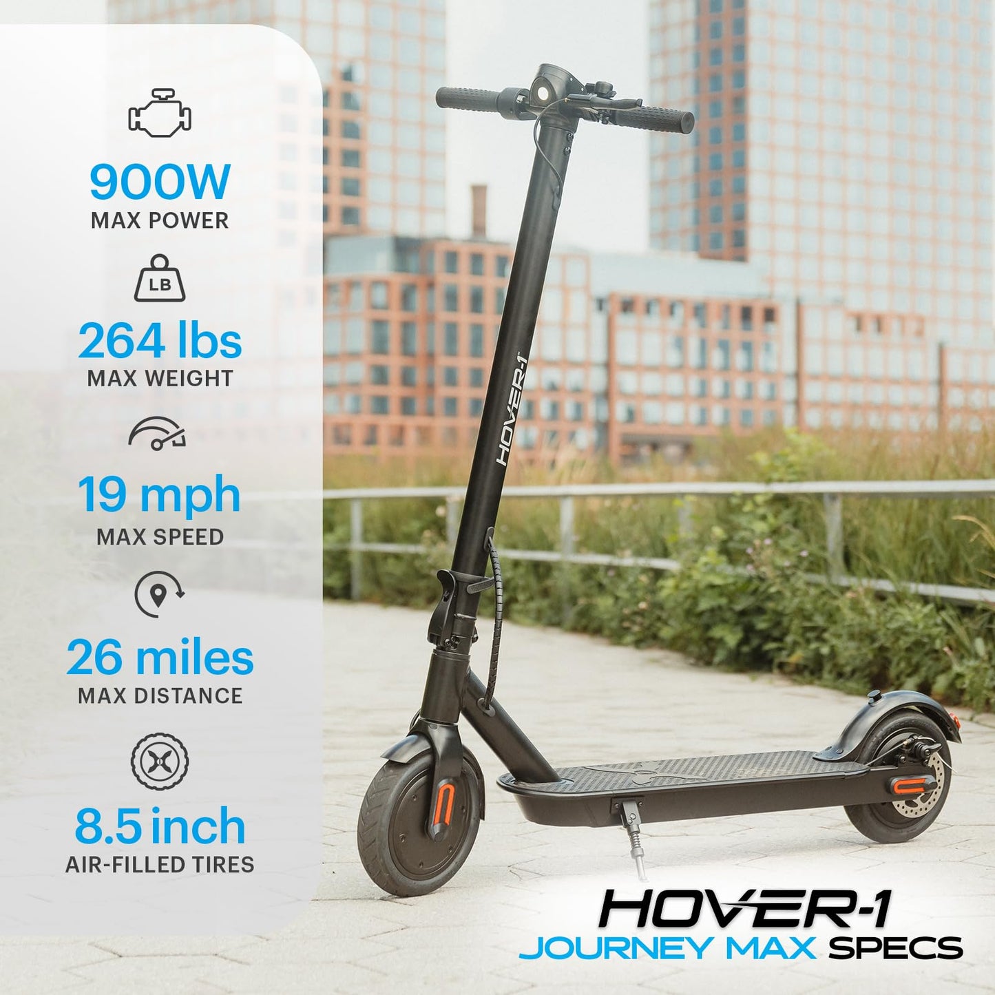 Hover-1 Journey Max Adult Electric Scooter with 700W Brushless Dual Motor Hill Climber, 19 mph Max Speed, and 26 Mile Range Commuter Scooter For Adults and Teens.