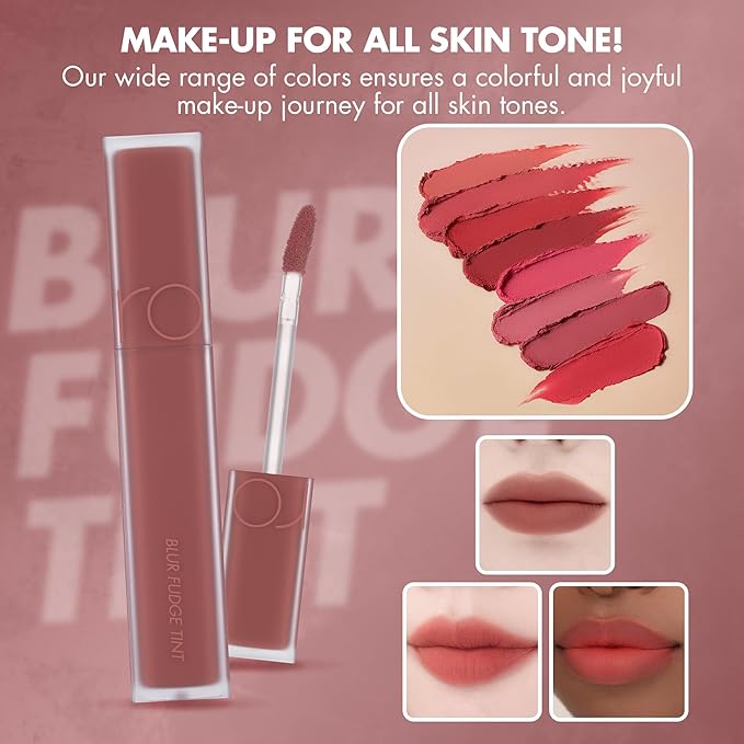 rom&nd BLUR FUDGE TINT 01 POMELOCO | K-Beauty Velvety Matte Lip Stain | Smooth, Non-Drying, Buildable Coral Flush | Effortless Blurred Effect for Warm Tones
