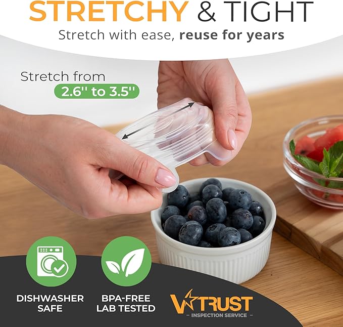 Orblue Silicone Stretch Lids 6-Pack Small for Fresh Food Storage - Seal in Flavors, Keep Food Fresh and Reduce Waste Multicolored