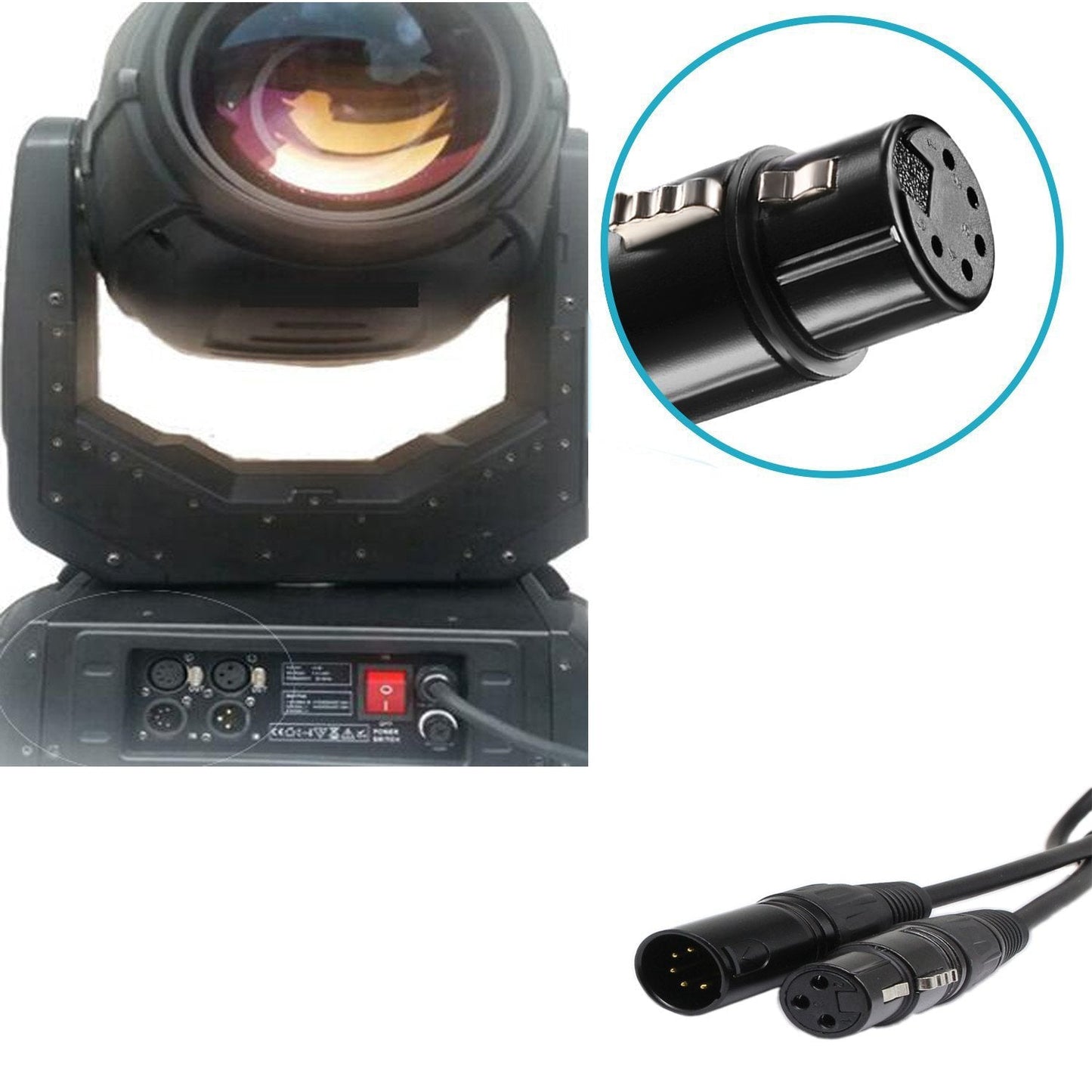 Sinloon Dmx 512 Stage Light Cable Xlr Male 5 Pin Male To Xlr Female 3 Pin With Metal Connectors For Stage Lighting And Dj-1.6M
