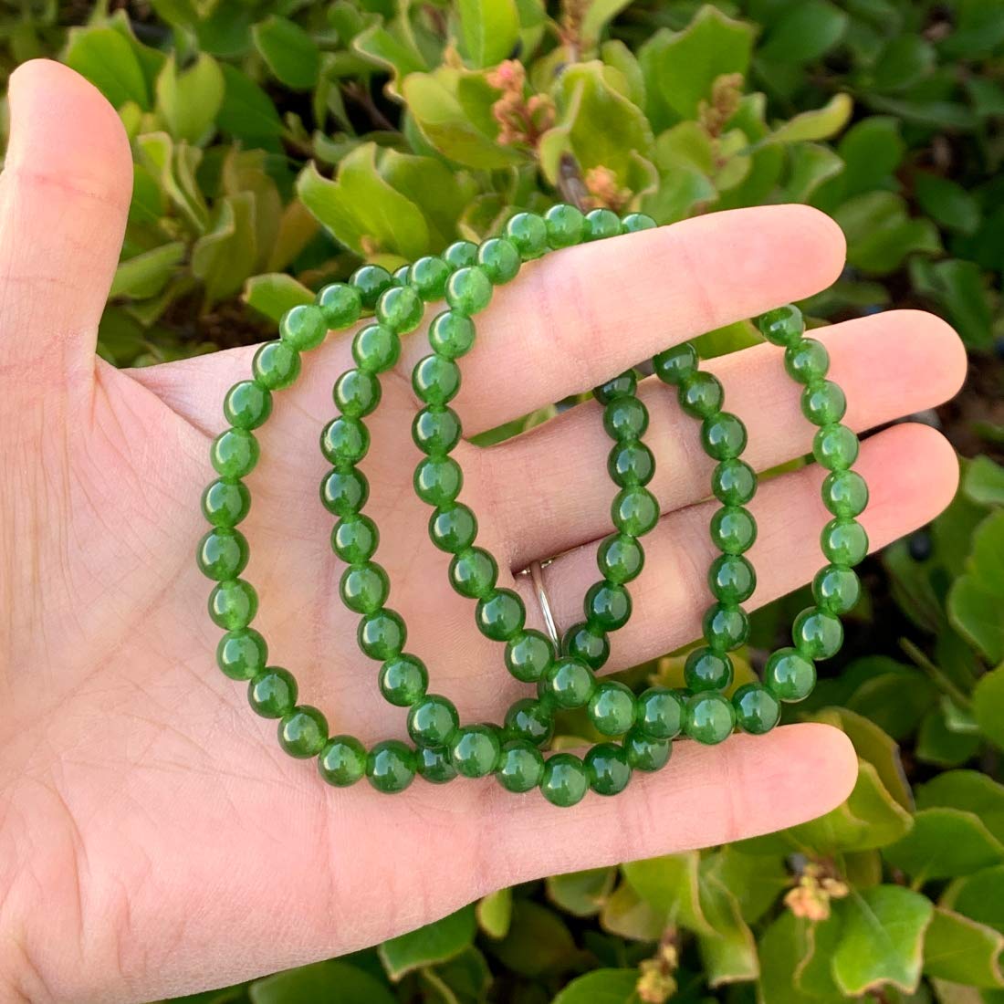 Adabele Real Natural Green Jade Gemstone Beaded Bracelet 8 Inch Stretch Bracelet Chakra Healing Crystal Stone Jewelry Energy Qua