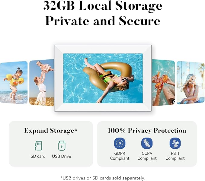 Pexar Terra 10.1 Inch Digital Picture Frame, Anti-Glare Screen for Extraordinary Clarity, Easy Share Photos or Videos via The Frameo App, The Good Choice for Gifting, Powered by Lexar
