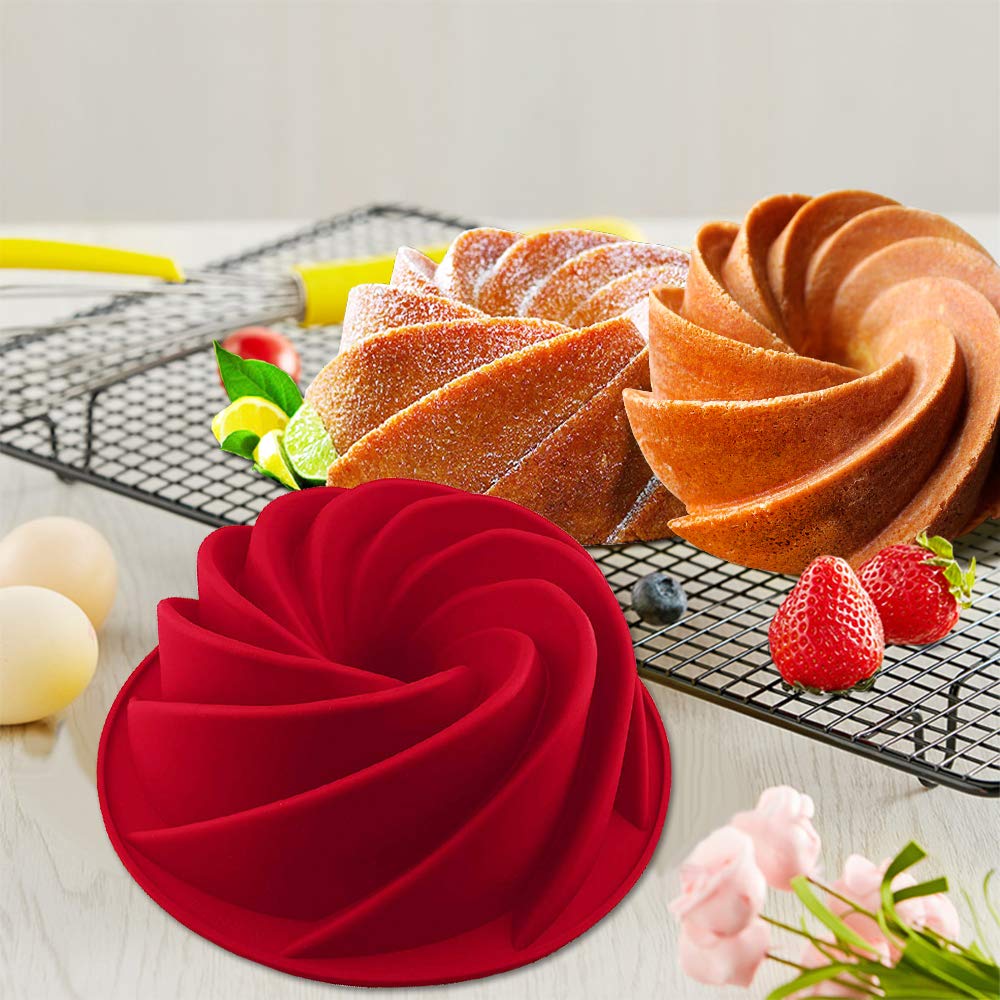 IELEK Silicone Fulted Pan Cake Nonstick Jello Molds Tube for Baking Cake, Jello, Gelatin, Bread, Para Gelatinas