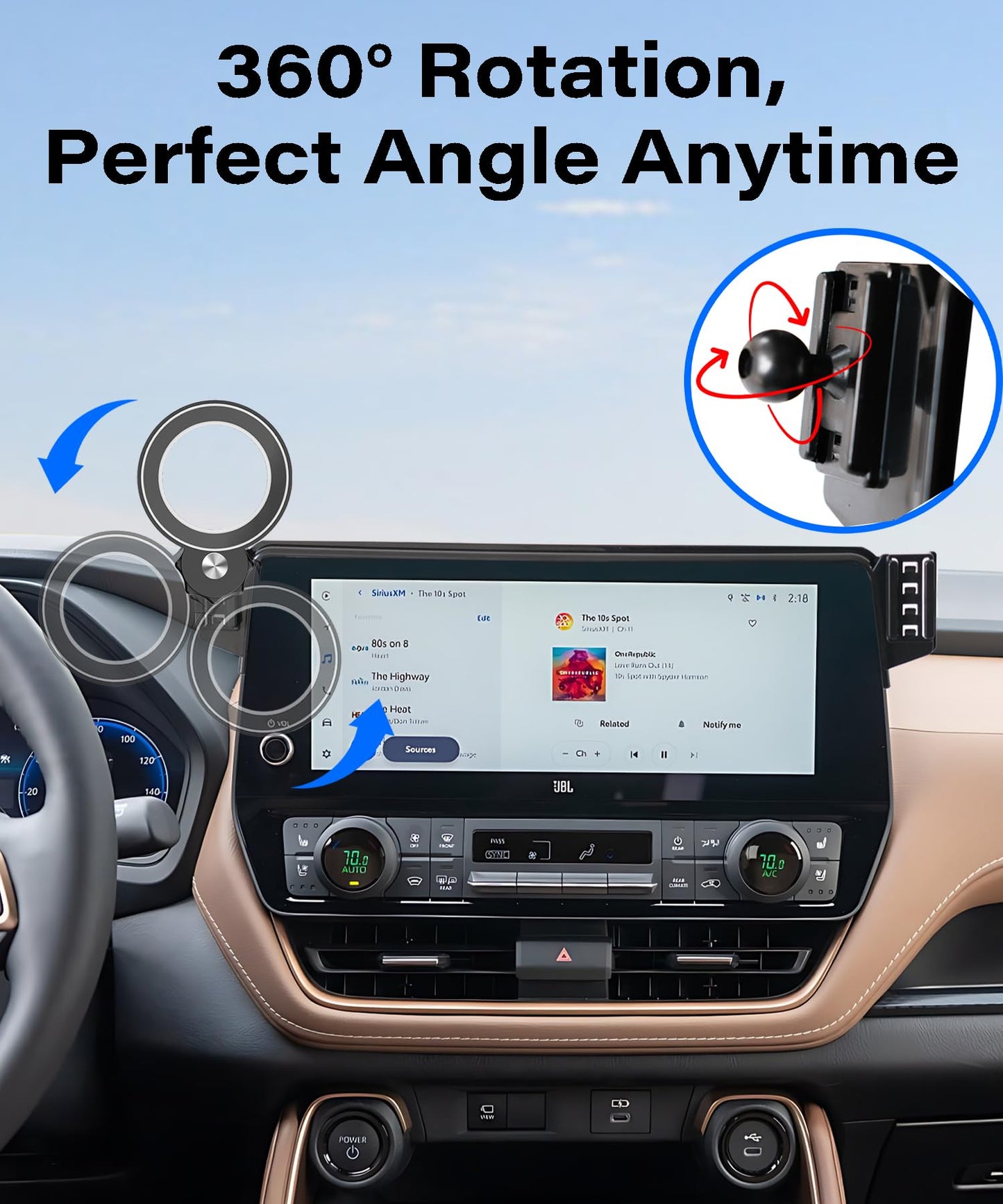 Abeeygeomarn Car Phone Holder For Toyota Grand Highlander/Grand Highlander Hybrid 2024 2025 Accessories Apply To 12.3 Inch Scree