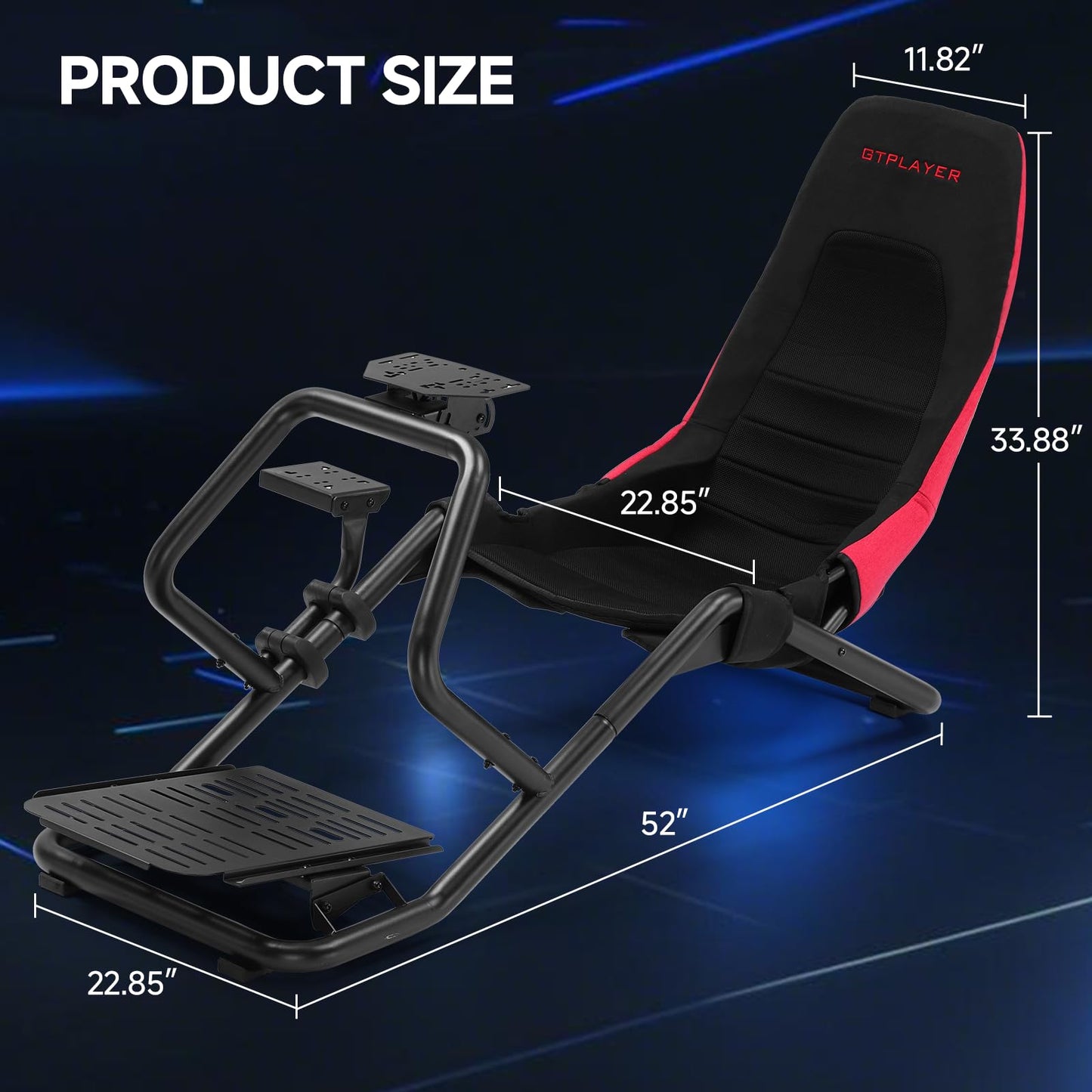 GTPLAYER Sim Racing Cockpit Adjustable for High Performance Racing Simulator Cockpit, Compatible with All Steering Wheels & Pedals on The Market, Supports PC & Console, Black