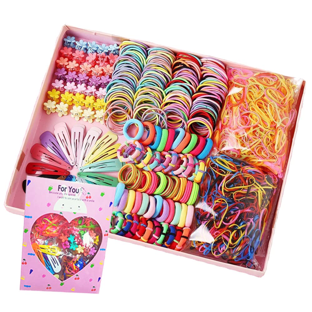 Hair Accessories for Girls, Girls Accessories, Ties Women Elastic Bands Ponytail Holders Rubber Barettes Ropes Girs (780PCS), red, blue, green, pink, black, purple, yellow, orange