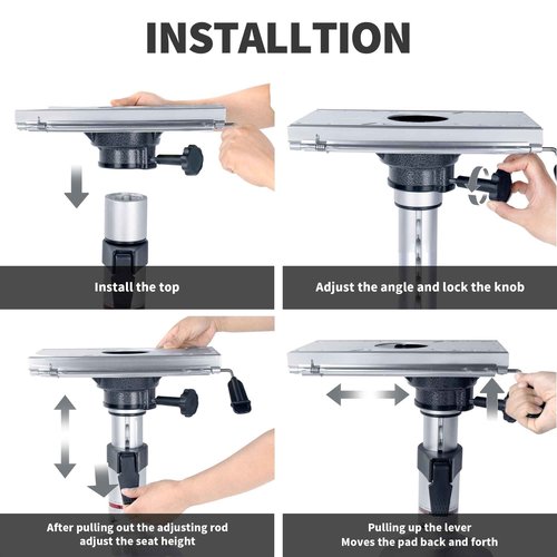 Manumarine Aluminum Adjustable Height Locking Boat Seat Pedestals with Slide 13 to 18 Inches for Boat Seats (1pcs)