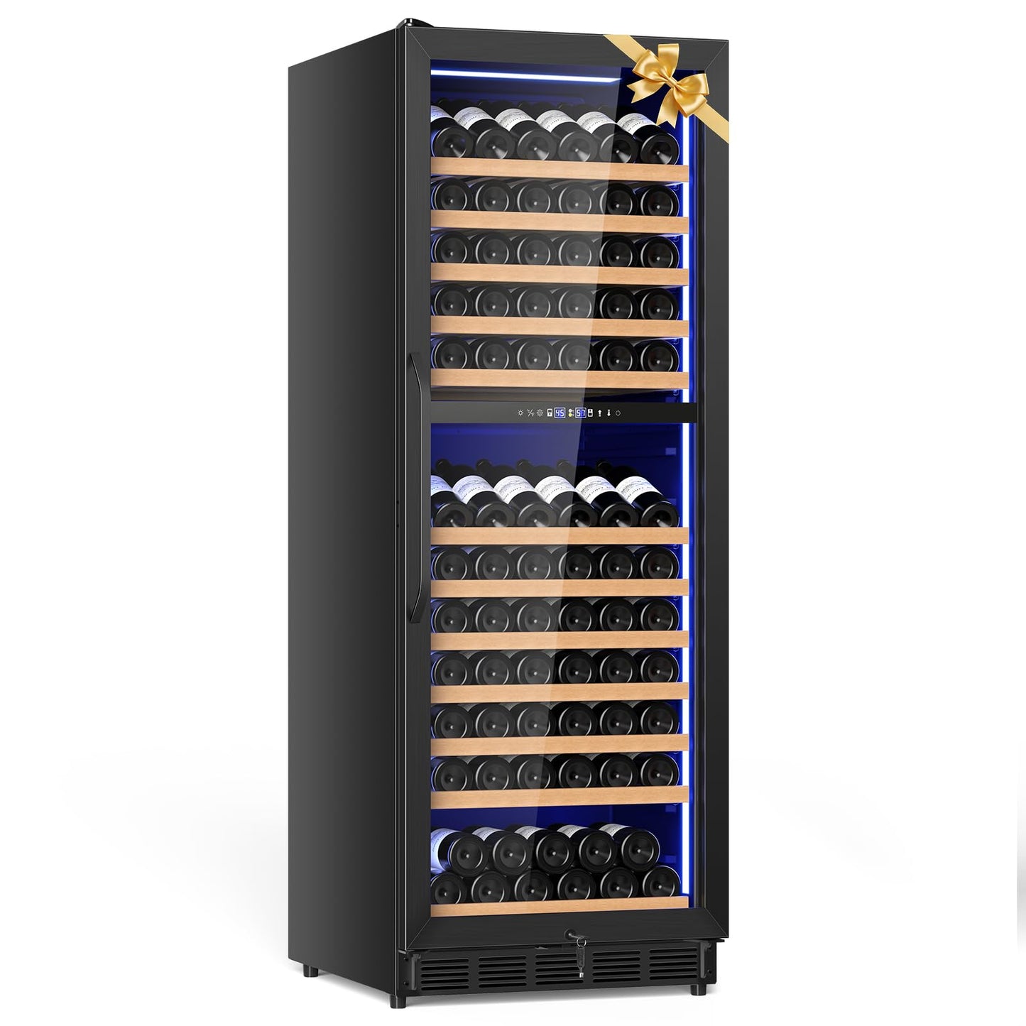 Velieta 24 Inch Dual Zone Wine Cooler Refrigerator, Large Capacity Freestanding/Built-in Upgraded Professional Wine Fridge with Powerful Compressor, Advanced Cooling System, Quiet Operation, Black