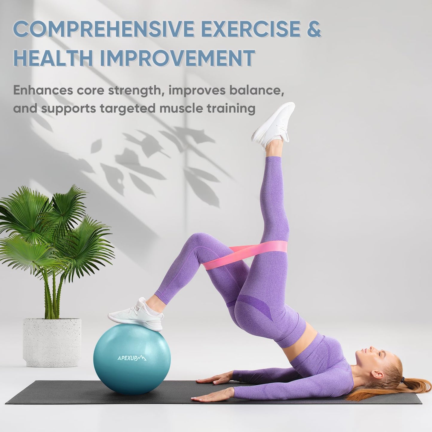 APEXUP Yoga Ball Exercise Ball, Heavy Duty Pilates Ball for Fitness, Balance, Core Workout, Physical Therapy (XXS (9") 23cm, Light Blue)