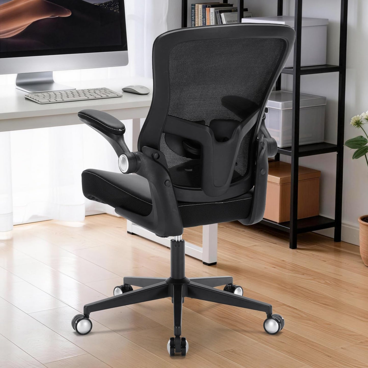 Heromate Office Chair-400lbs, Ergonomic Heavy Duty Office Desk Chair with Adjustable Lumbar Support Breathable Mesh Computer Chair with Flip-Up Armrests, Comfy Home Office Desk Chair for Heavy People