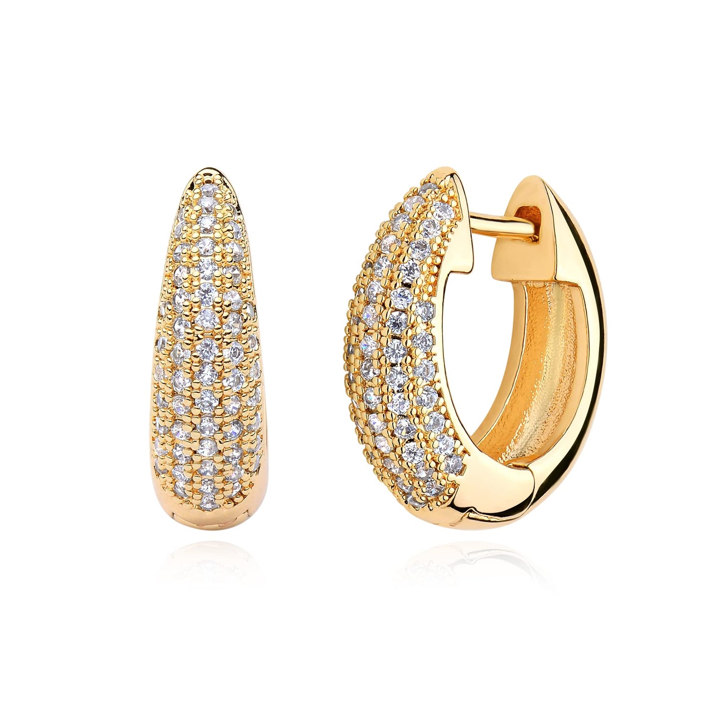 MYEARS Women Waterdrop Earrings Gold Huggie Hoop Ear Stud Cuff Cubic Zirconia 14K Small Simple Hypoallergenic Everyday Jewelry