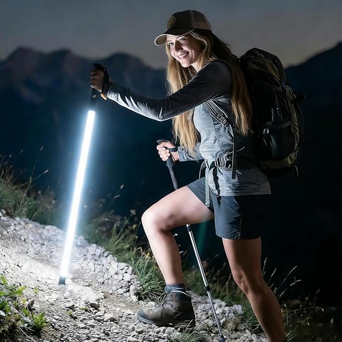 Hiking Poles with LED Light, Recharged Glowing Hiking Sticks, 360-Degree Soft Lighting, Ultra-Light Carbon Fiber & Aluminu...
