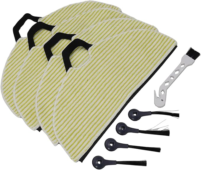 Replacement Pad and Side Brush for Shark Robot Vacuum Compatible with AV2610WA Models, Reusable Washable Microfiber Mop Pads, Non-Scratch Floor Cleaning Set(4+4+1)