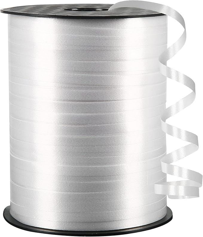 OMISELIO White Curling Ribbon, 500 Yard, 3/16" for Gift Wrapping, Balloon String, Baby Shower, Christmas
