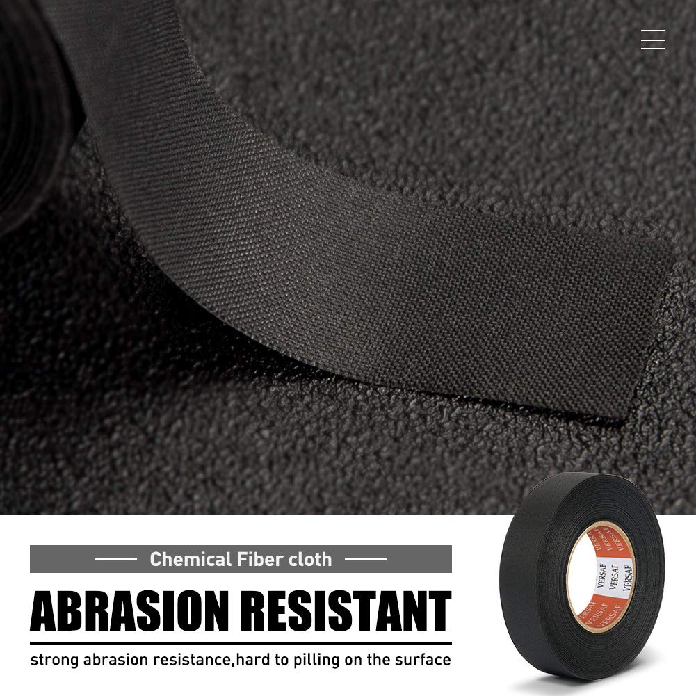 VERSAF Wire Harness Automotive Cloth Tape - Adhesive High Noise Resistance Heat Proof Chemical Fiber Fabric Electrical Tape for Wrapping Wiring Harness/Insulation/Car Engine (0.75″82′Pack of 1 Piece)