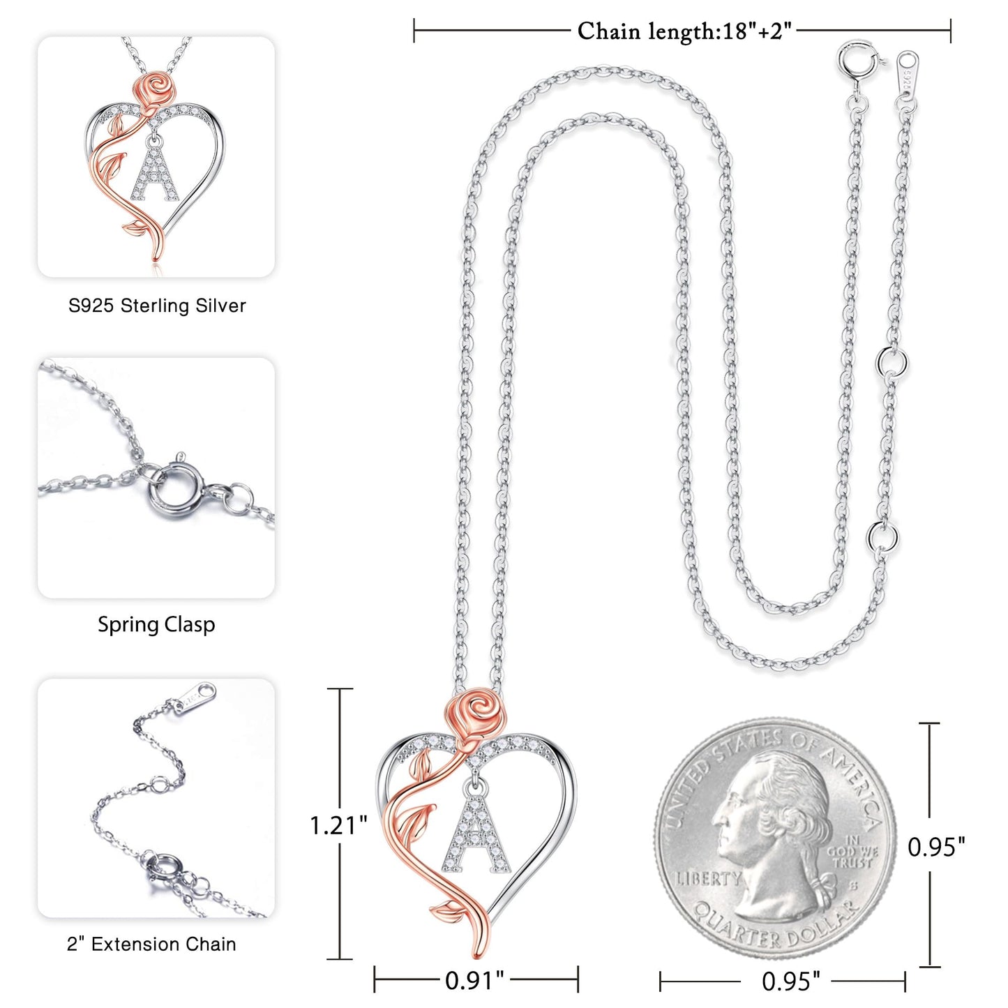 Iefil Necklaces for Women Gifts - Anniversary Women Gifts, Birthday Gift for Female, Gift for Wife Girlfriend Mom | Rose Heart Necklaces, Initial K