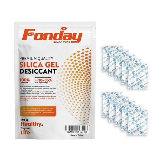 1 Gram 200 Packets Fonday Food Grade Silica Gel Desiccants Packs Moisture Absorbers Dehumidifier