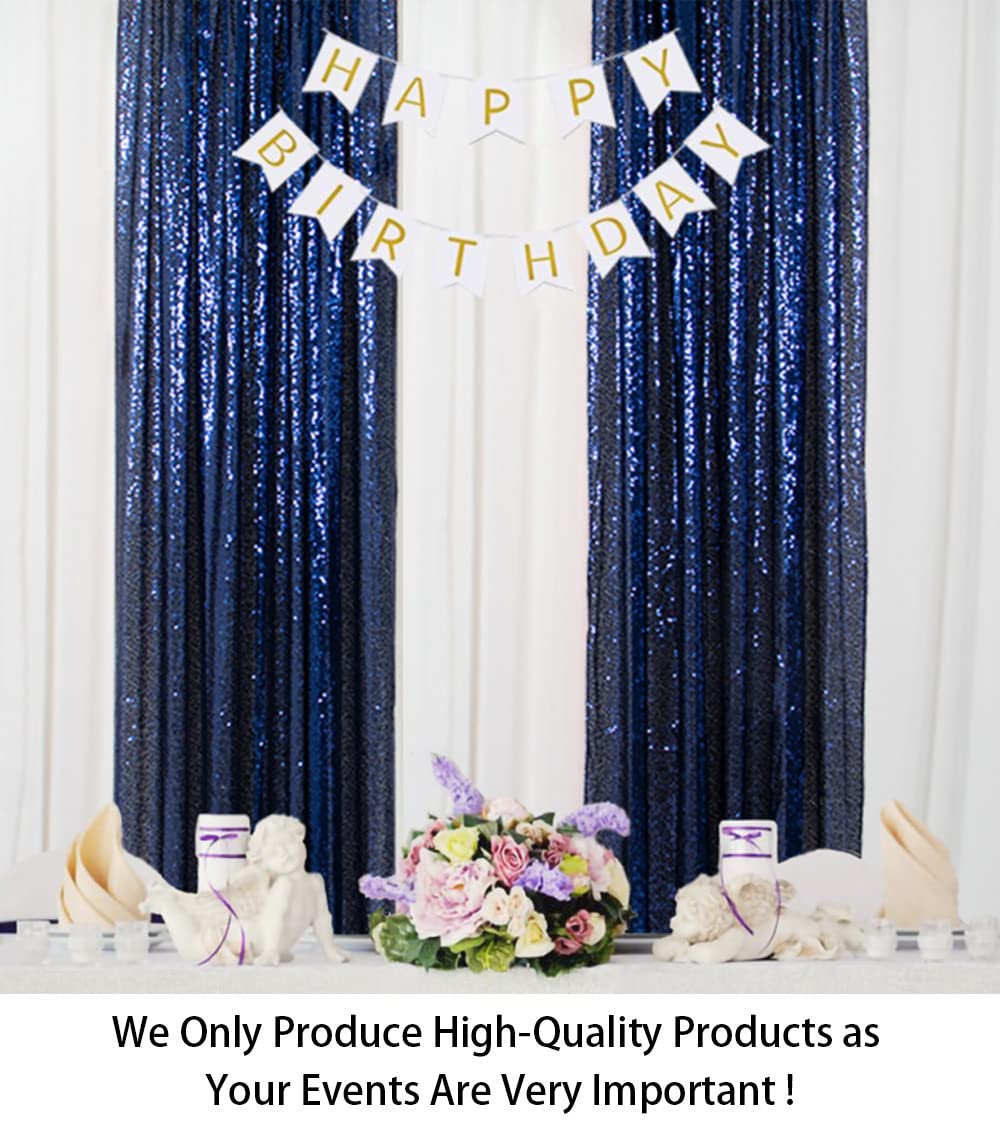 ShinyBeauty Sparkle Backdrop Curtain Navy Blue 2 Panels Set Sequin Photo Backdrop 2FTx8FT Sequin Backdrop Curtain Pack of 2-1220S