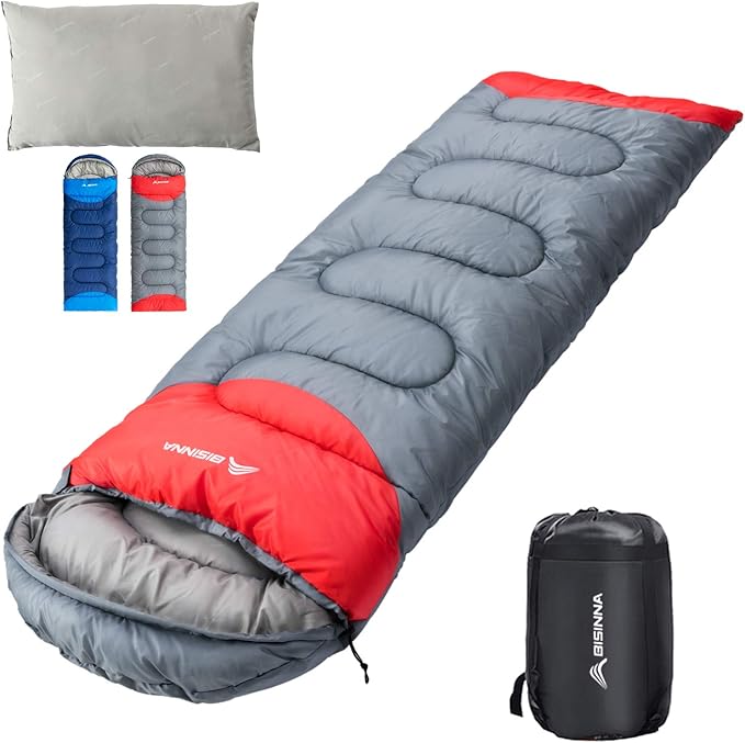 BISINNA Sleeping Bag with Pillow - 4 Season Backpacking Sleeping Bag Lightweight Waterproof Warm and Washable for Adults, ...