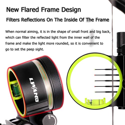 Compound Bow Sight Aluminum Alloy Archery Bow Sights 0.019" Fiber Optic 5 Pin Bow Sight with Sight Light Compound Bow Accessory (Short Pole)