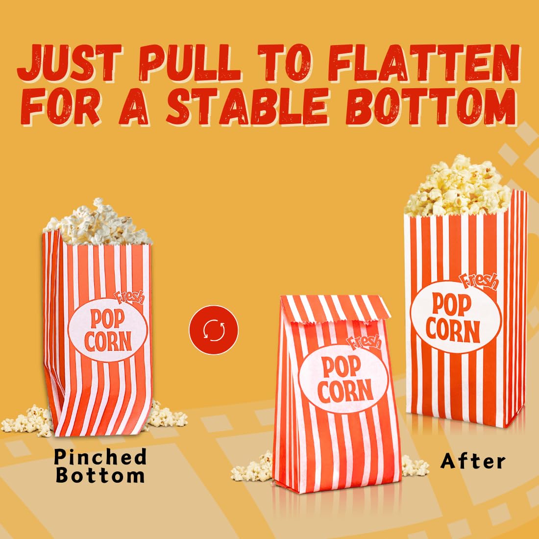 EBEGEE Popcorn Bags, Greaseproof Popcorn Bags Individual Servings, 128 Pcs Convenient Portions Movie Night Supplies, Versatile Popcorn Containers, Ideal for Parties and Events