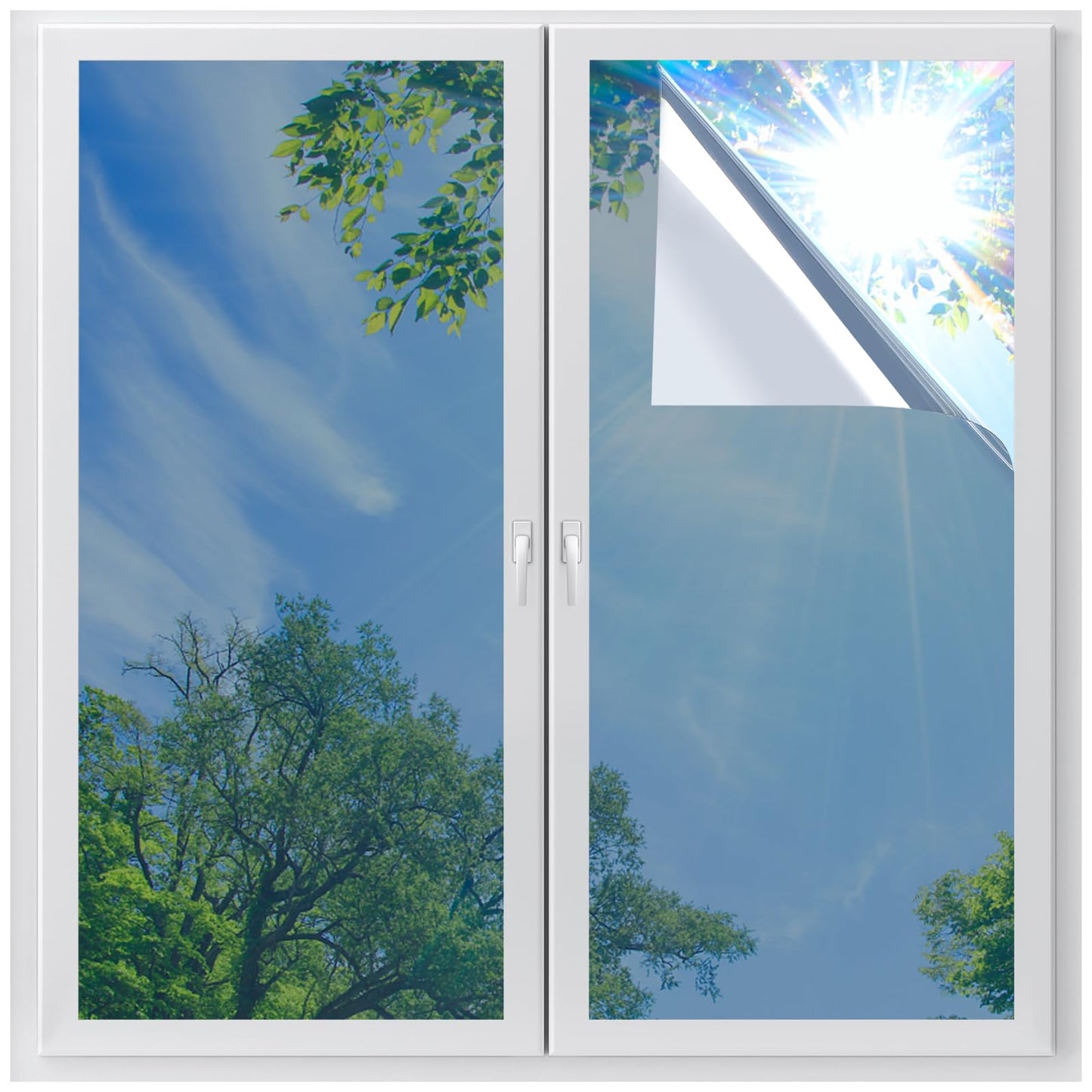 LUTE Daytime Privacy Window Tint - Sun Blocking Anti UV Heat Reflective Mirror Film, Silver, 17.5" x 78.7"