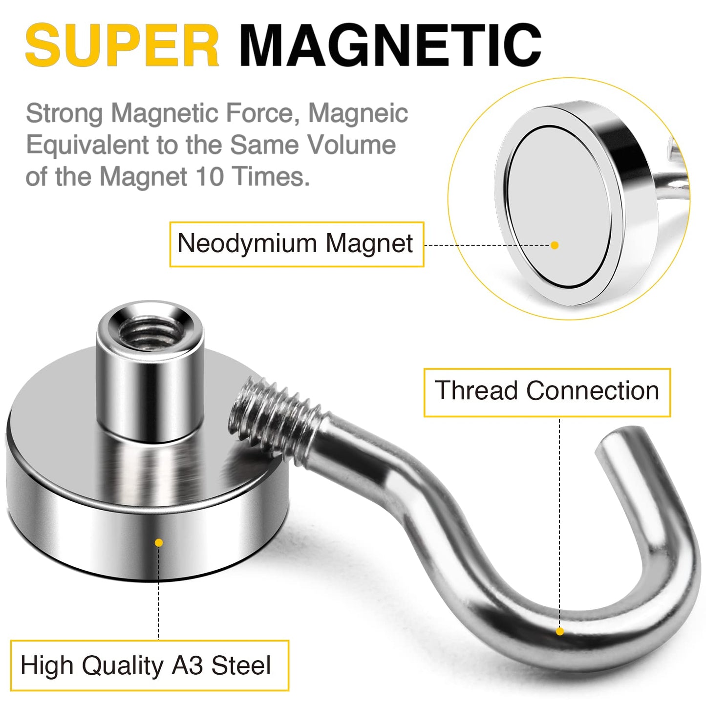DIYMAG Magnetic Hooks for Hanging 10 Pack, 30lbs 2026 Cruise Cabin Ship Essentials N52 Magnetic Hook Heavy Duty Strong Magnets Fridge for Classroom Beach Kitchen Grills Silver