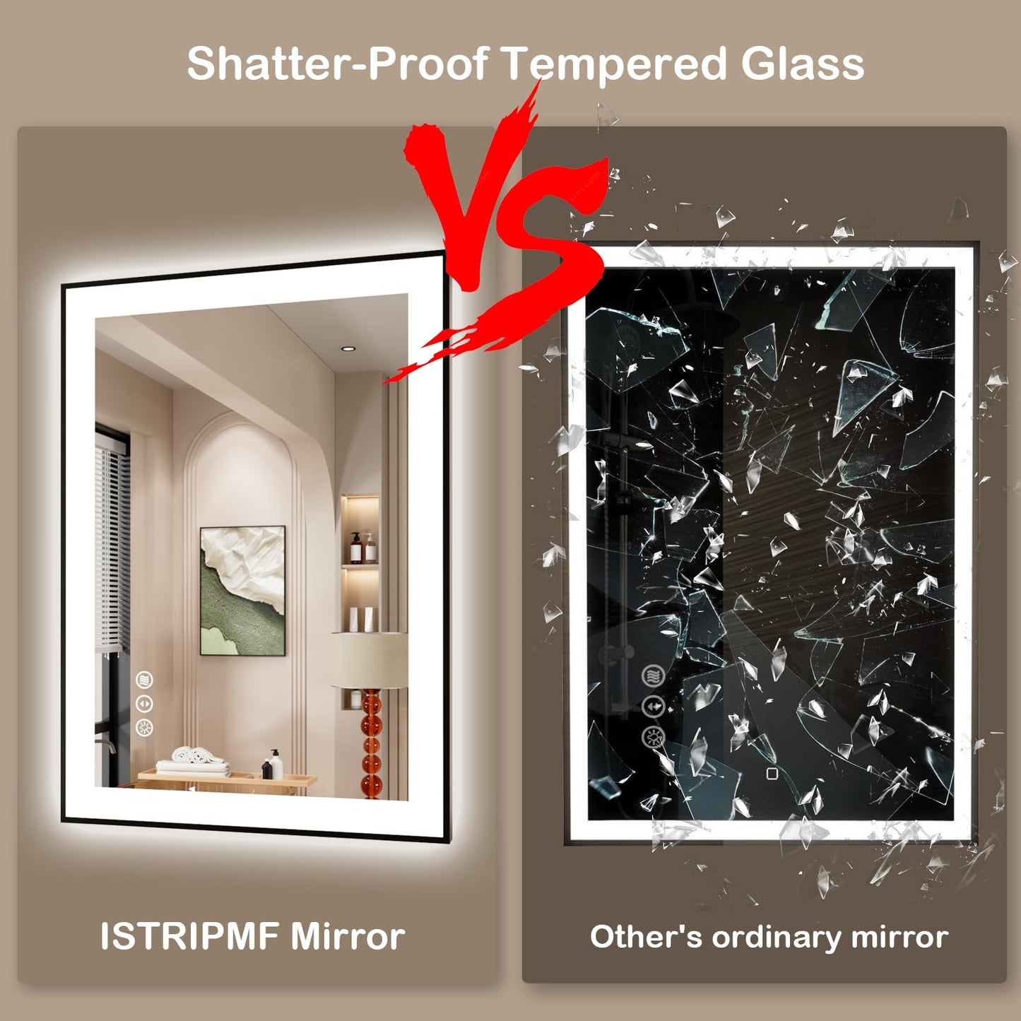 ISTRIPMF 24x32 Inch LED Bathroom Mirror with Black Frame, Backlit and Front Lighted Bathroom Mirrors for Wall, Anti-Fog, Dimmable, Memory, Shatterproof, LED Vanity Mirror for Bathroom