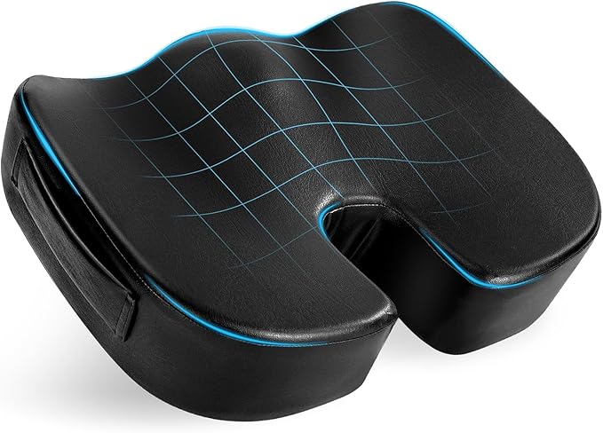 Aulase Luxury Seat Cushion, 3 Inch Thick Memory Foam for Pressure Relief, Sciatica, Tailbone Pain & Back Pain Relief, Multi-Use for Bleachers, Car, Gaming, Office Chair