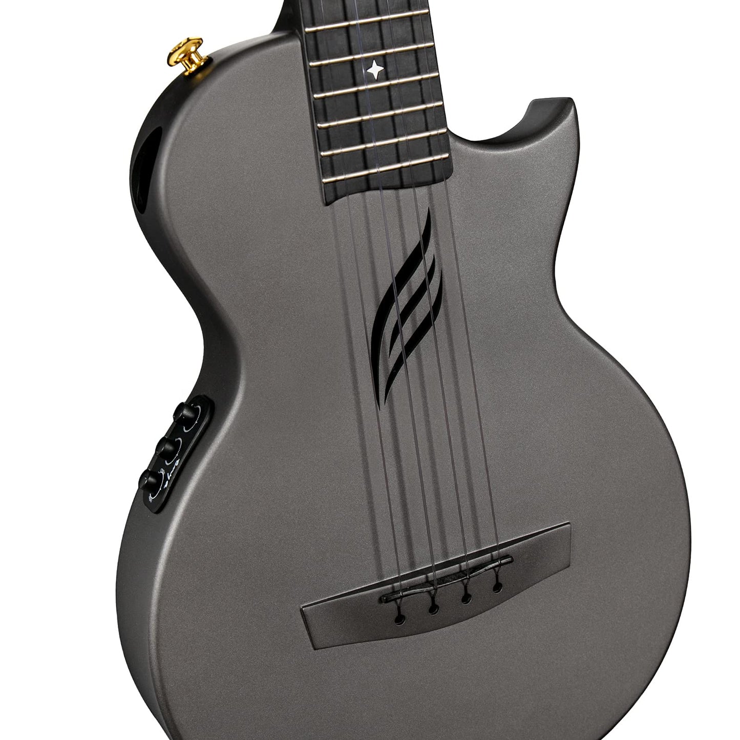 Enya Tenor Ukulele 26 Inch Carbon Fiber Travel Ukelele Black Model Nova UE Pro with Case, Strap, Capo & Strings