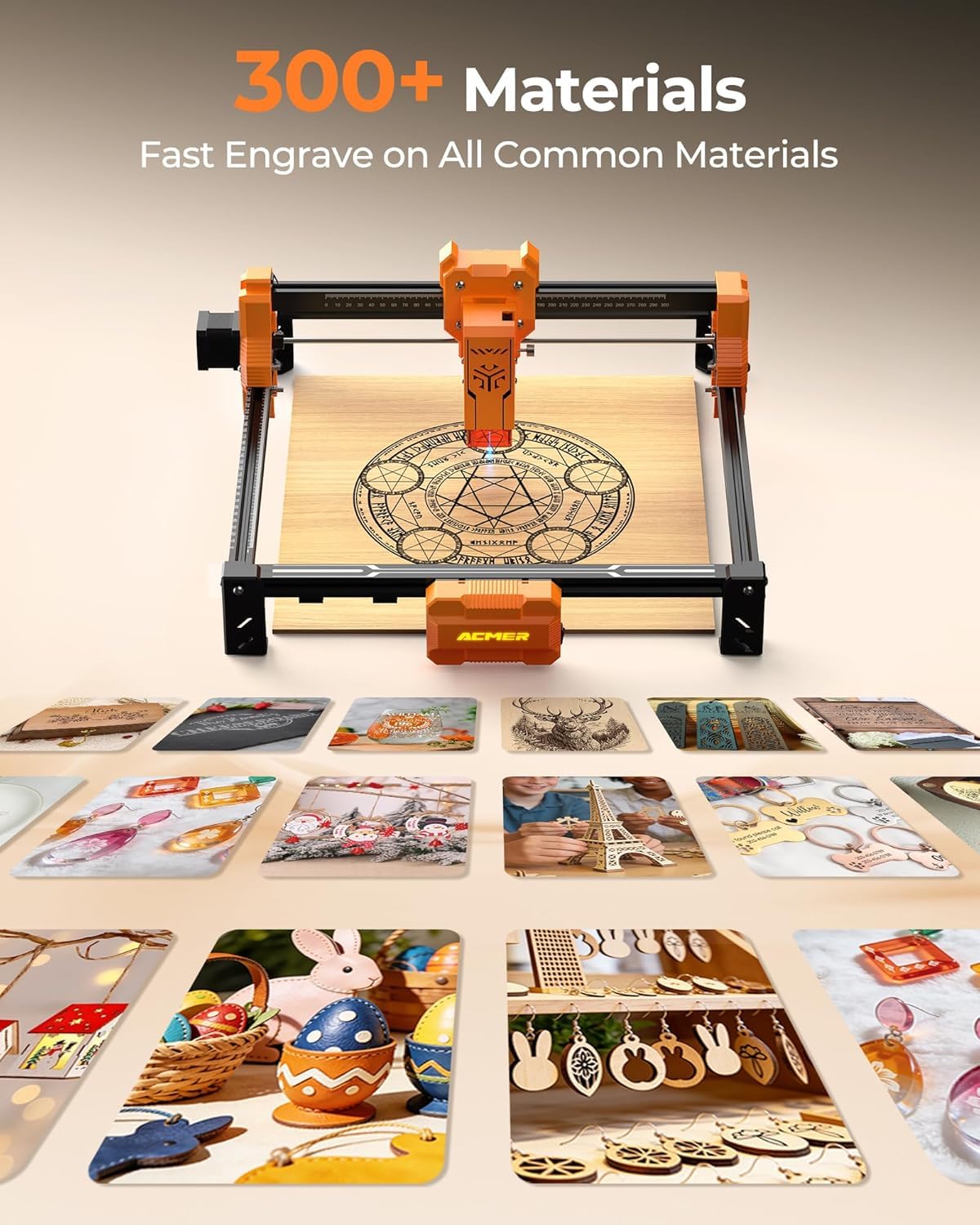 ACMER S2 Laser Engraver Machine for Beginners, 7W Laser Cutter Engraver for Tumbler, Wood & Acrylic, 300x300mm Working Area, 0.01mm Precision, 10000mm/min for DIY, Gifts & Small Business