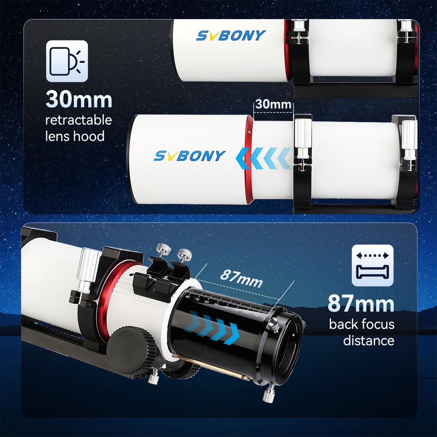 SVBONY SV550 Telescope, 80ED F6 Triplet Apochromatic Refractor OTA, 2.5" Micro-Reduction Rap Focuser, 87mm Back Focus Distance, Telescope for Adults High Powered, for Deep Sky Astrophotography&Visual