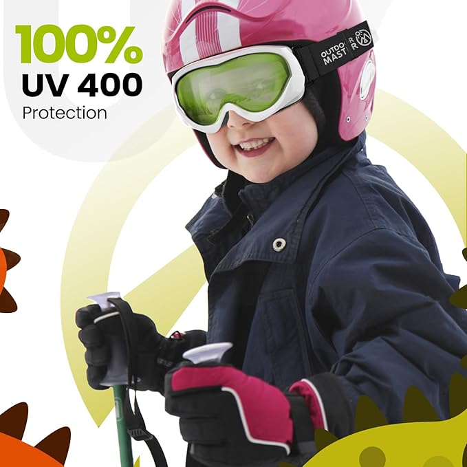 OutdoorMaster Kids Ski Goggles - Helmet Compatible Snow Goggles for Boys & Girls with 100% UV Protection