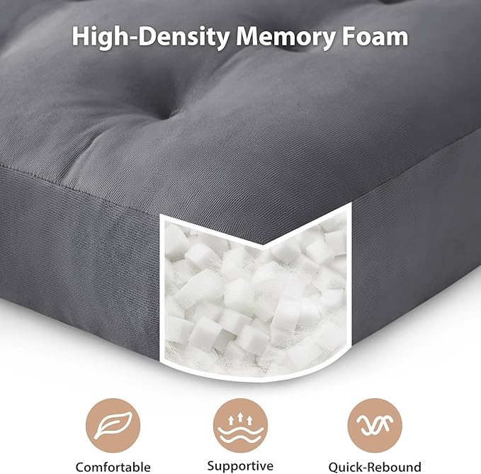 SM-XLHN Meditation Floor Pillow Set of 4, Square Large Pillows Seating for Adults, Meditation Cushion Pillow,Tufted Corduroy Cushion for Tatami Living Room or Yoga, Dark Gray, 22x22 Inch