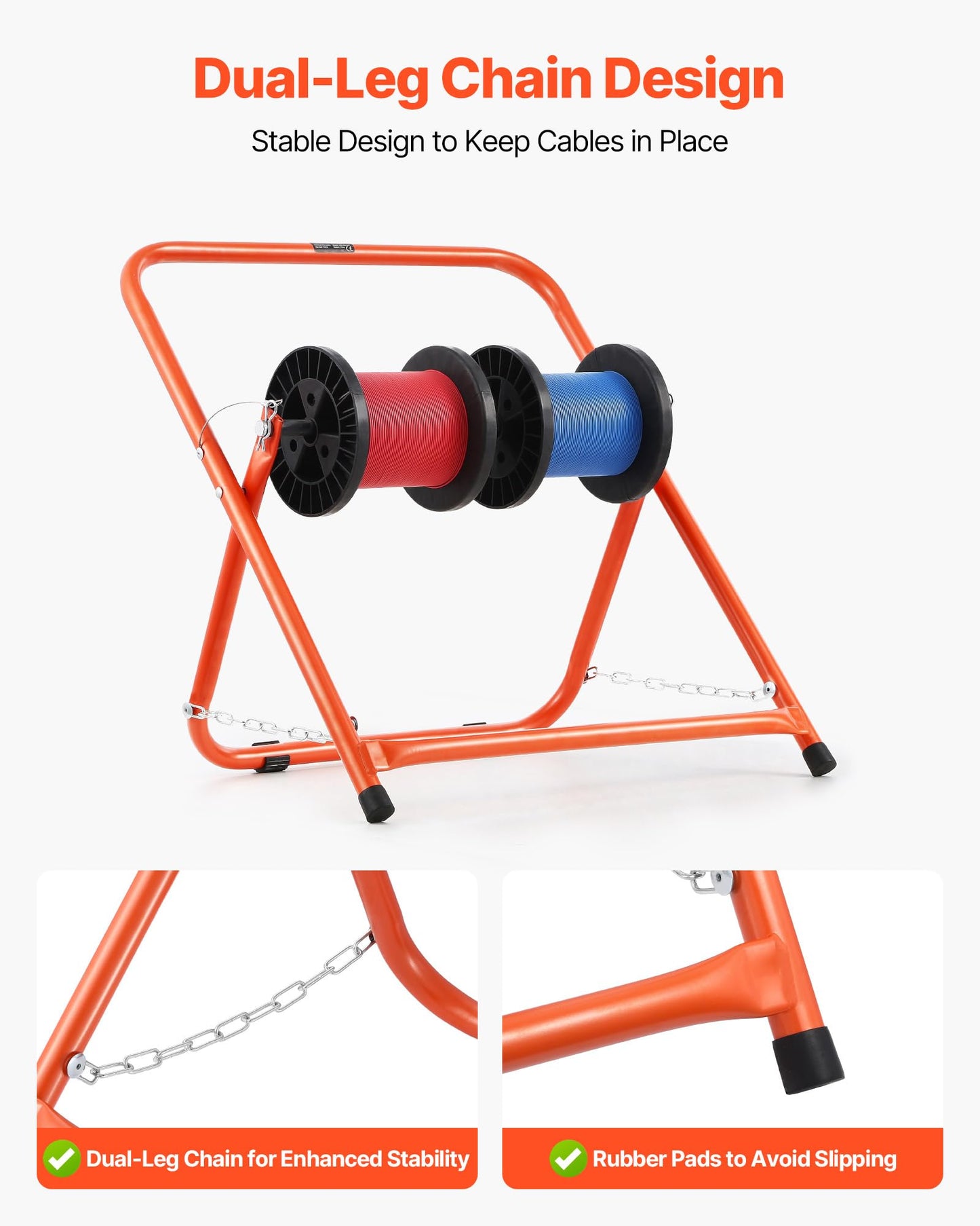 Vevor Cable Caddy, Heavy Duty Steel Frame, Spool Holder For Electrical Wires, Portable Wire Dispenser For Up To 20 In Diameter S