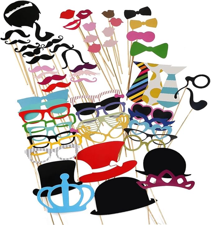 Tinksky Photo Booth Props 60 piece DIY Kit for Wedding Party Reunions Birthdays Photobooth Dress-up Accessories & Party Fa...