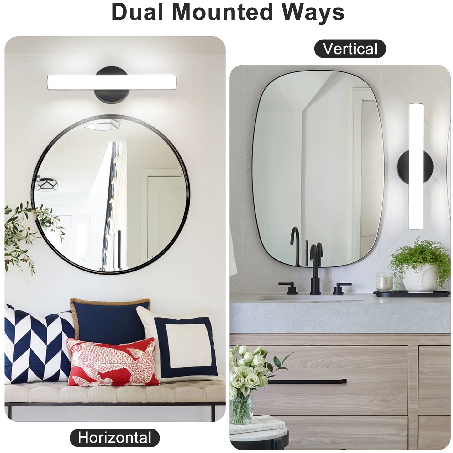FOLKSMATE Modern Dimmable LED Vanity Light Bar Lighting Fixtures, 15.9 Inch LED Bathroom Light Fixture, 15W 1300LM Daylight White 5000K Wall Sconces