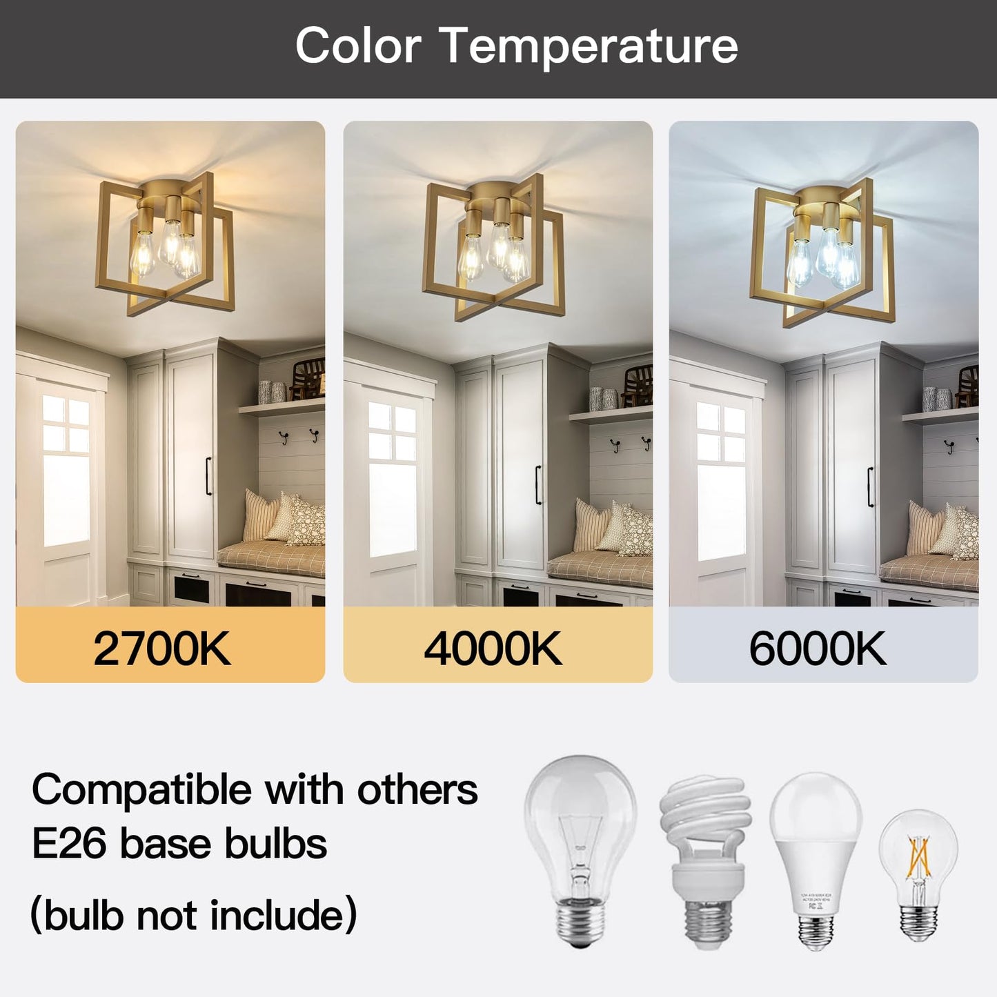 ZGLAOJT 3-Lights Ceiling Light Fixture,Modern Gold Semi Flush Mount Chandelier,Matte Ceiling Lighting for Kitchen Living Room Bedroom Farmhouse Hallway Foyer.