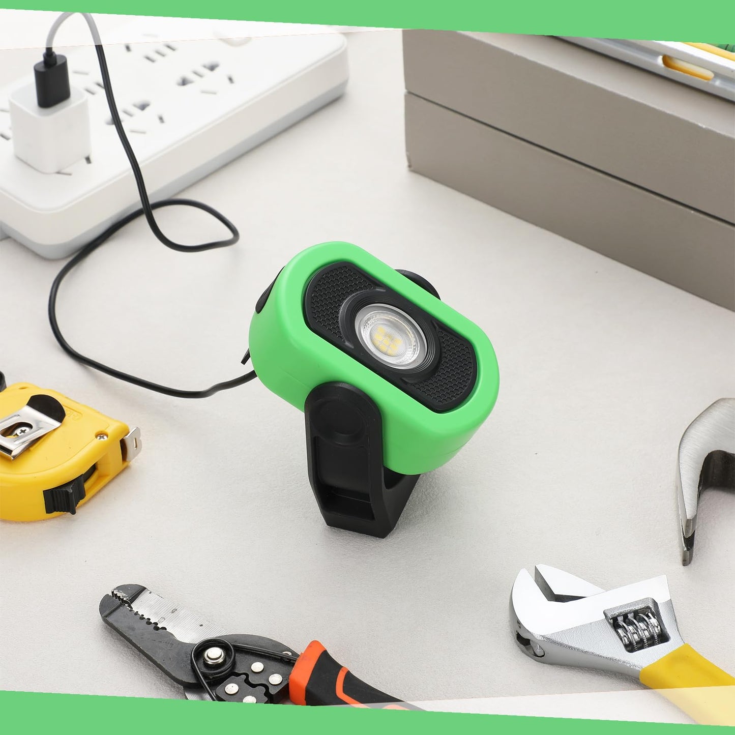 Retisee 2 Pcs 780 Lumens Magnetic Work Light USB Rechargeable LED Flashlight Portable Inspection Light for Car Repair Emergency Lighting Mechanics Workshop (Green)