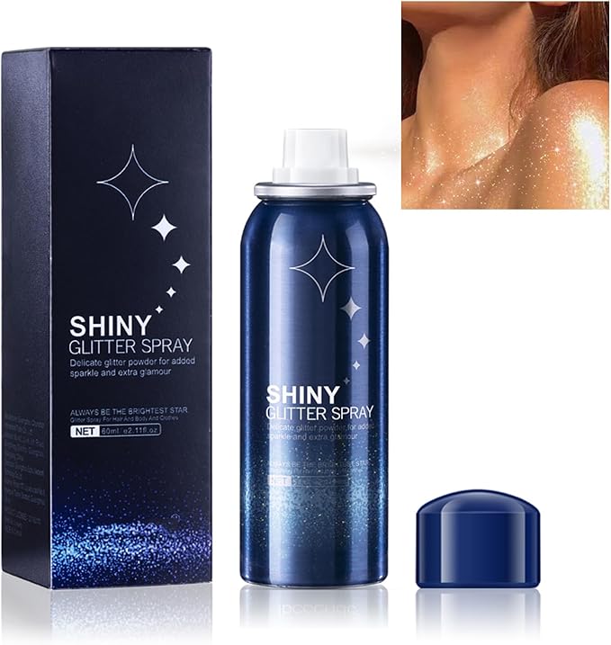 Body Glitter Spray for Hair, Clothes, Fabric, Long Lasting Body Shimmer Spray, Shiny Sparkle Highlighter Mist for Rave, Mu...