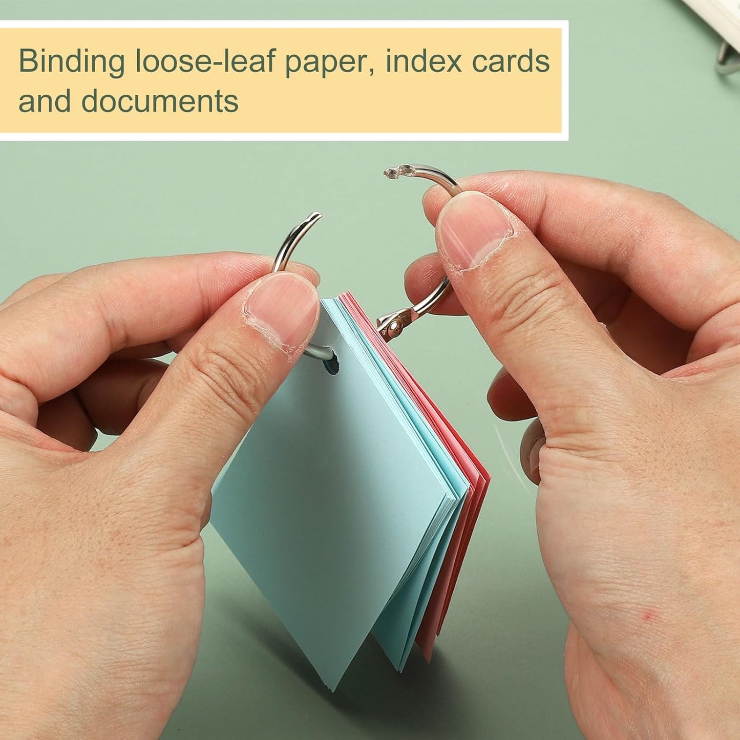 PATIKIL 1.4" x 1.6" Loose Leaf Binder Rings, 30 Pcs Metal Book Rings Nickel Keychain Ring for Paper Index Cards Flash Card Notebook Rings Office Home Book Binder, Silver Tone