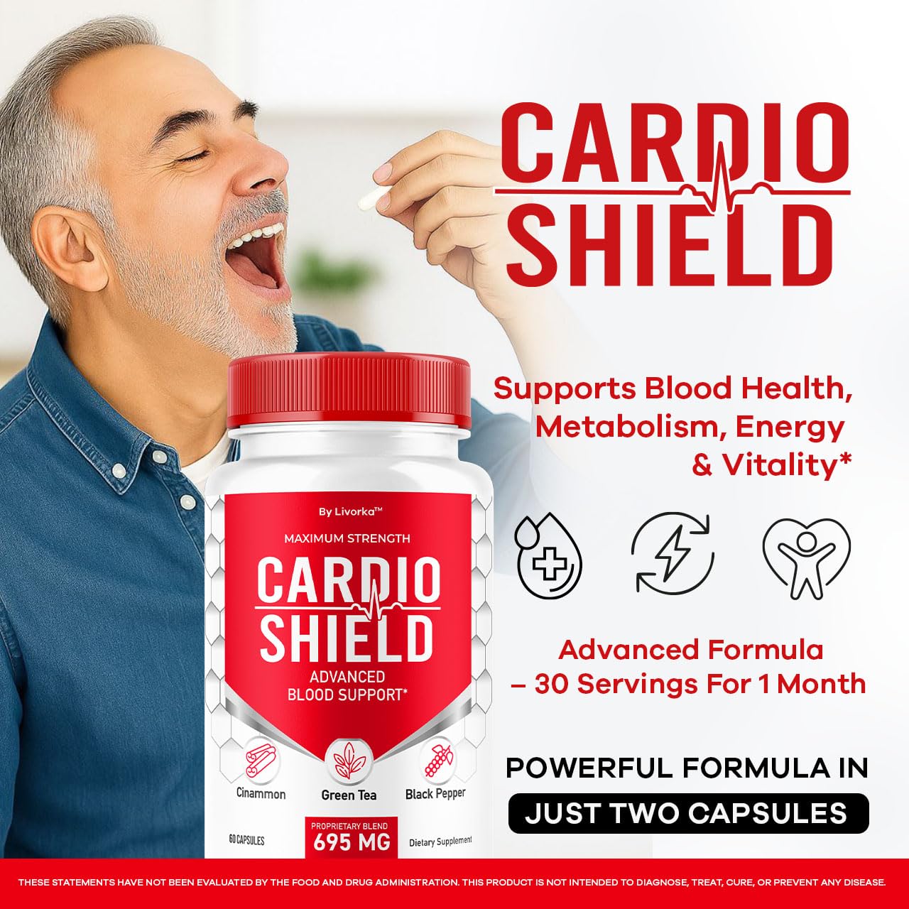 Cardio Shield Capsules - Official Cardio Shield Supplement Support Vitamin Pills, All Natural Cardio Shield Advanced Premium Formula Wellness & Overal Health Review, 60 Capsules for 1 Month