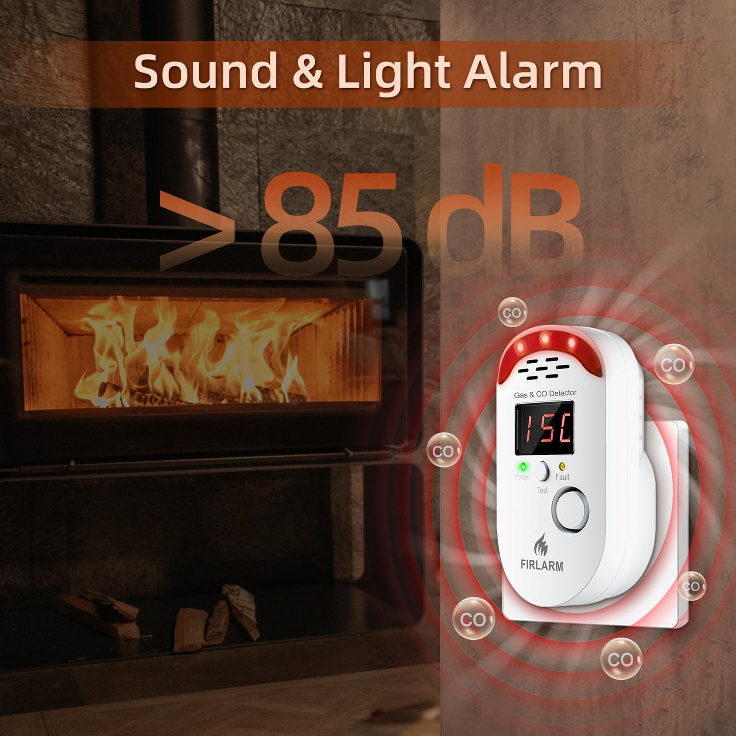 Firlarm Gas and Carbon Monoxide Detector Plug-in, Portable 2-in-1 Natural Gas Leak Alarm & CO Detector with LED Digital Display, Loud 85dB Alert for Home, Kitchen, Garage, Apartment, and Travel Use